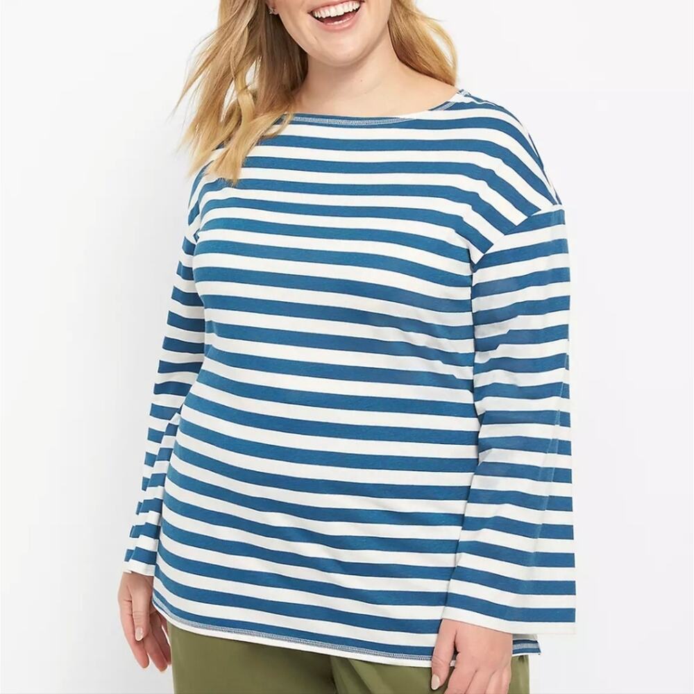 Lane Bryant Navy and White Striped Women's Top Size 22‎ 24 3X